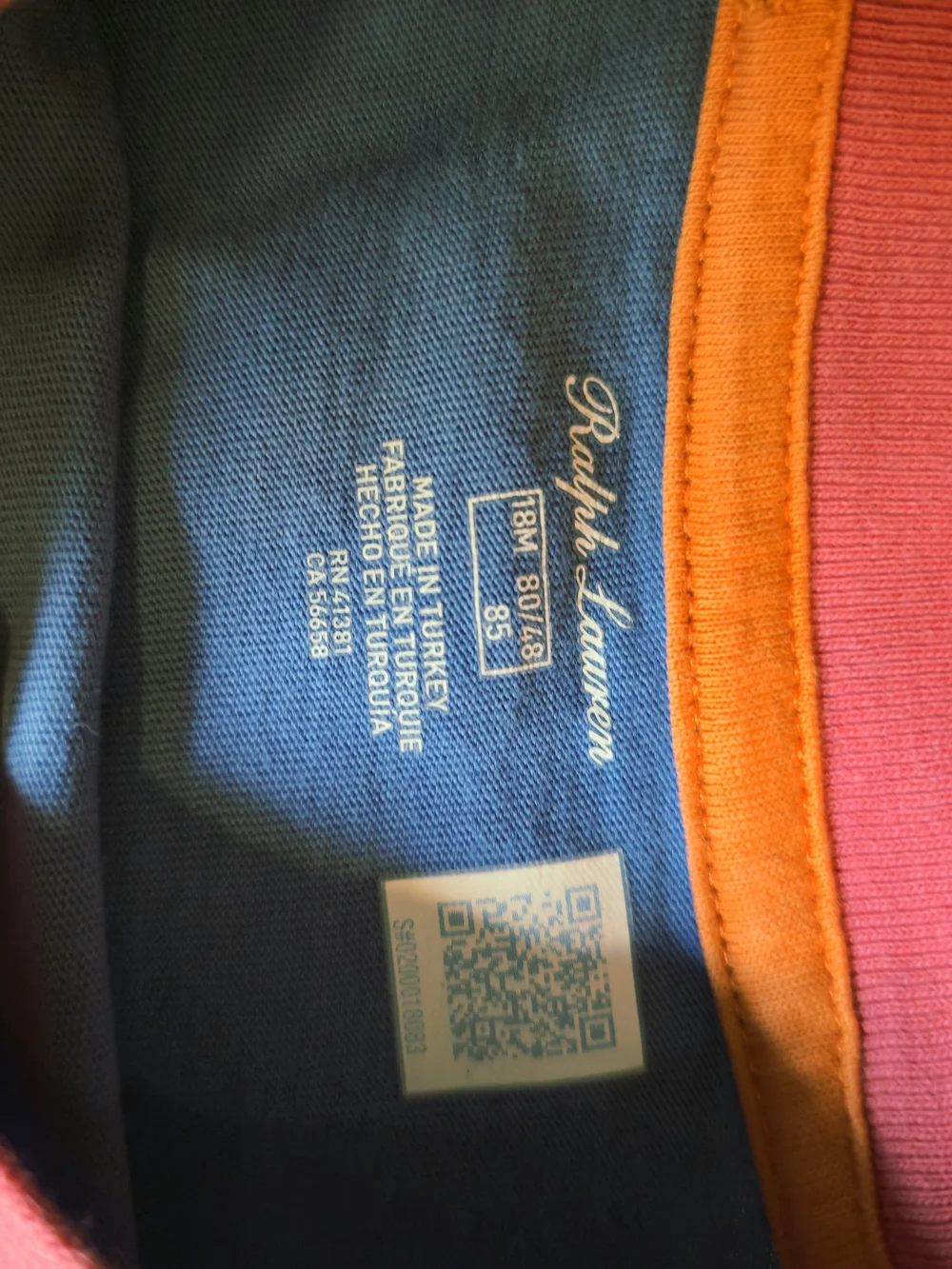 Ralph Lauren Kids Blue Graphic Polo Bear Tee with Pink Trim